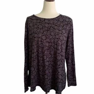 Boden Libby Drapey Jersey Gray Black Floral Top 16